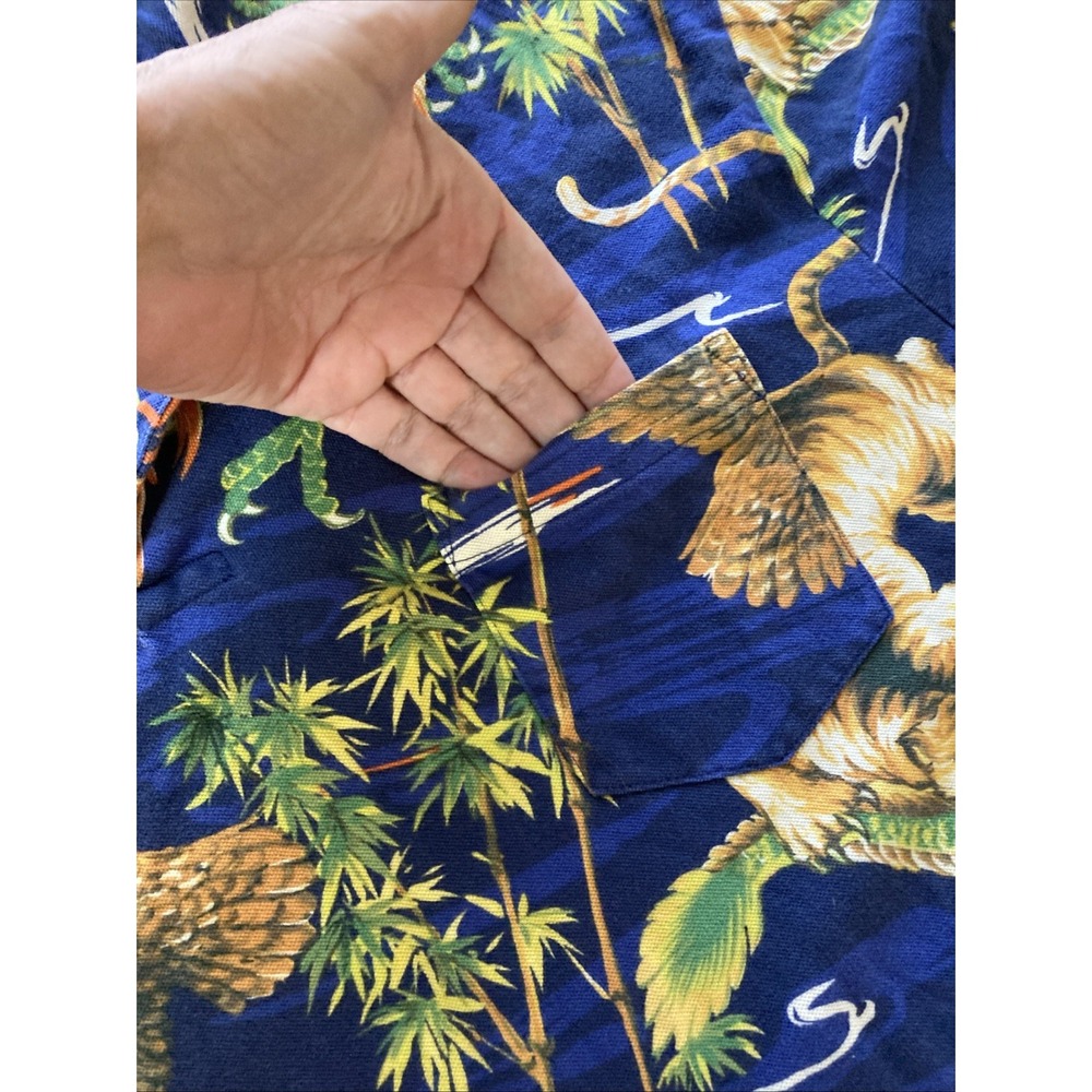 Polo Ralph Lauren Dragon Tiger Eagle All Over Print Polo Shirt Men's Sz XL Blue - Picture 5 of 9